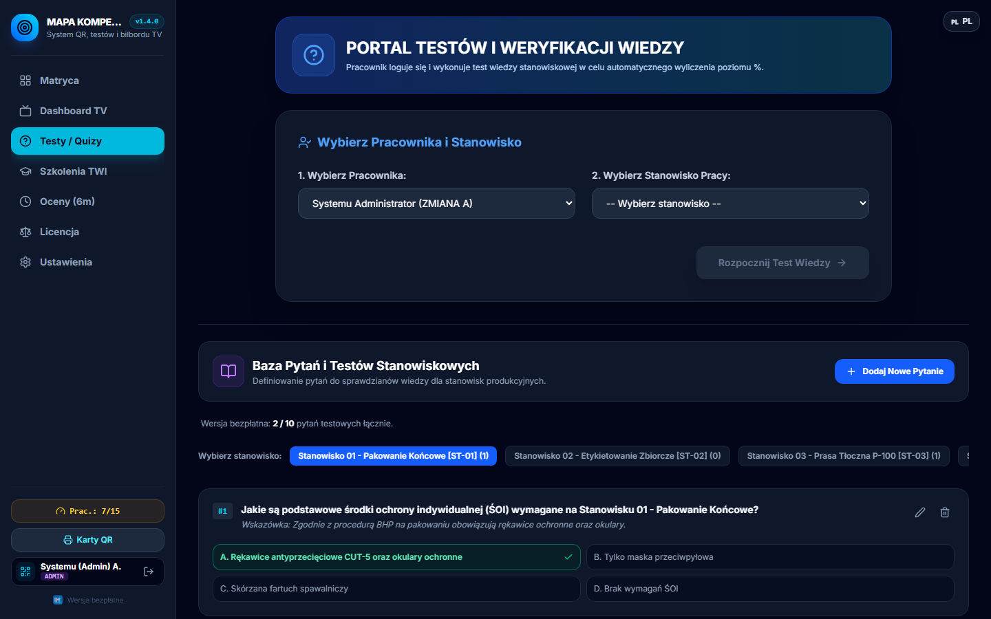 Portal testów i quizów wiedzy